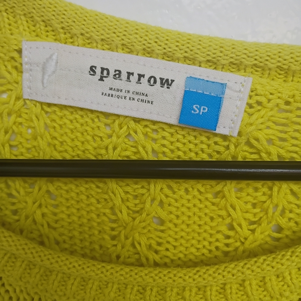 Anthropologie Sparrow Bright Lime Textured Crewneck Sweater - Picture 5 of 6